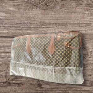 Elegant Brown Checkered Tote Bag